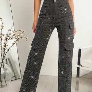 Jeans cargo strass