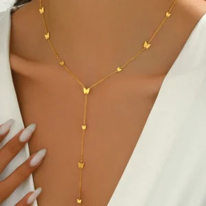 Collana con ciondoli a farfalla acciaio inossidabile