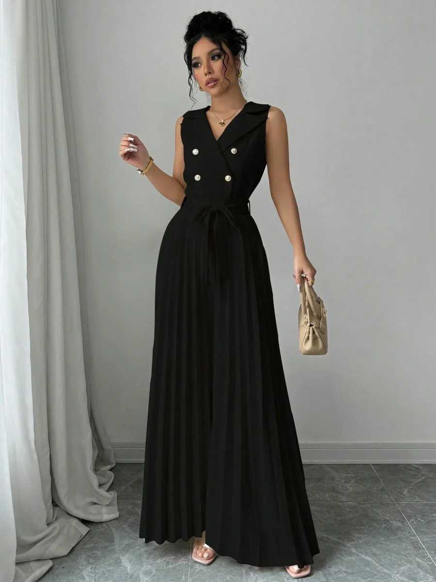 Tuta elegante doppio petto plissettata - immagine 3