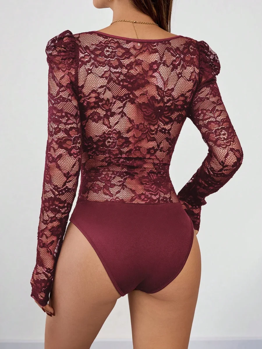 Body con maniche lunghe in pizzo - immagine 6