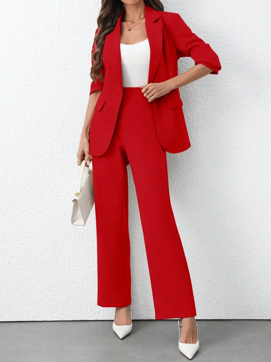 Completo giacca monobottone e pantaloni larghi - immagine 9