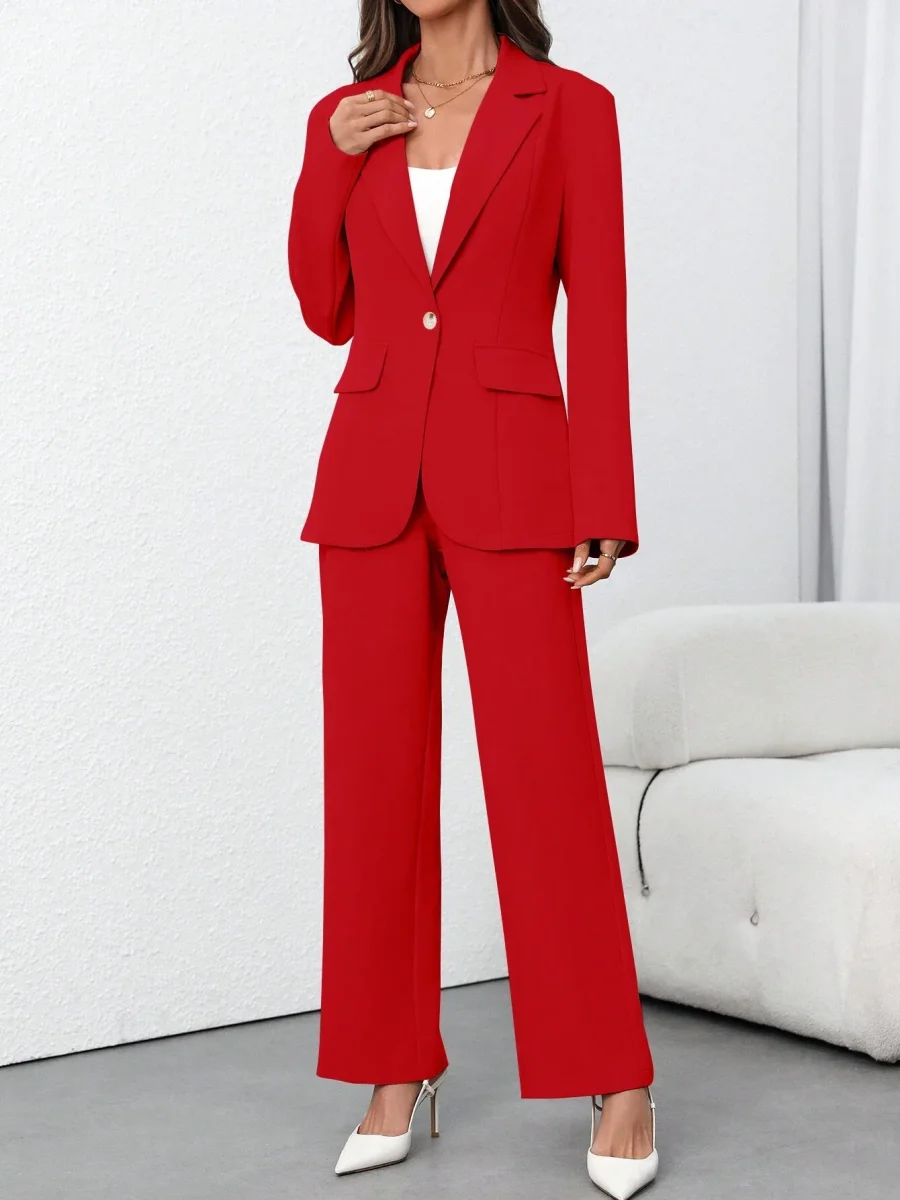 Completo giacca monobottone e pantaloni larghi - immagine 8