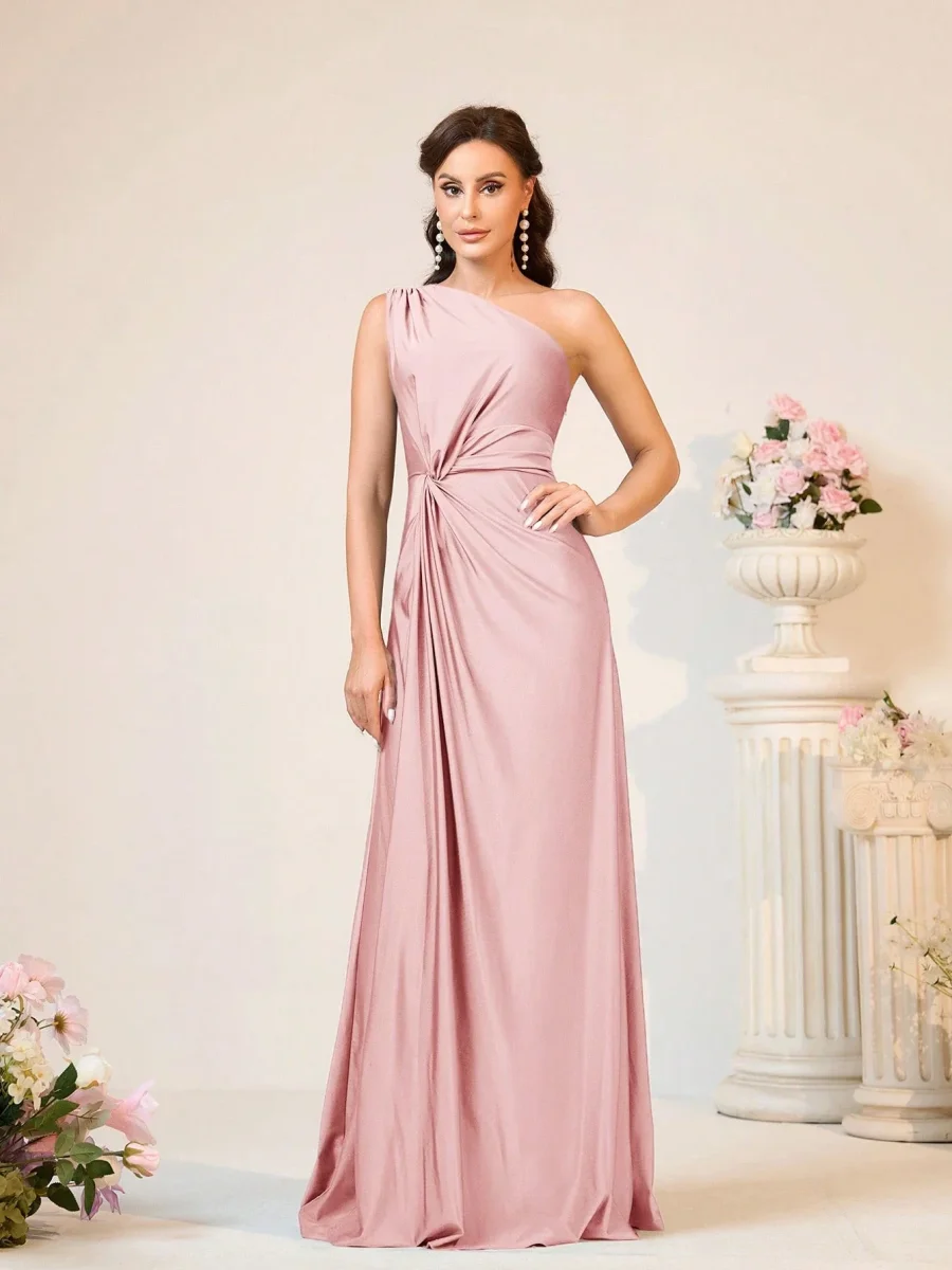 Abito da damigella monospalla drappeggiato - immagine 2