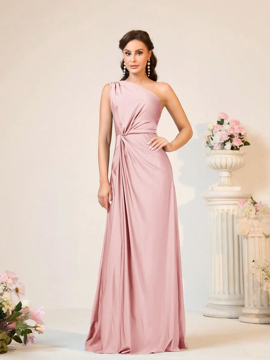 Abito da damigella monospalla drappeggiato - immagine 8