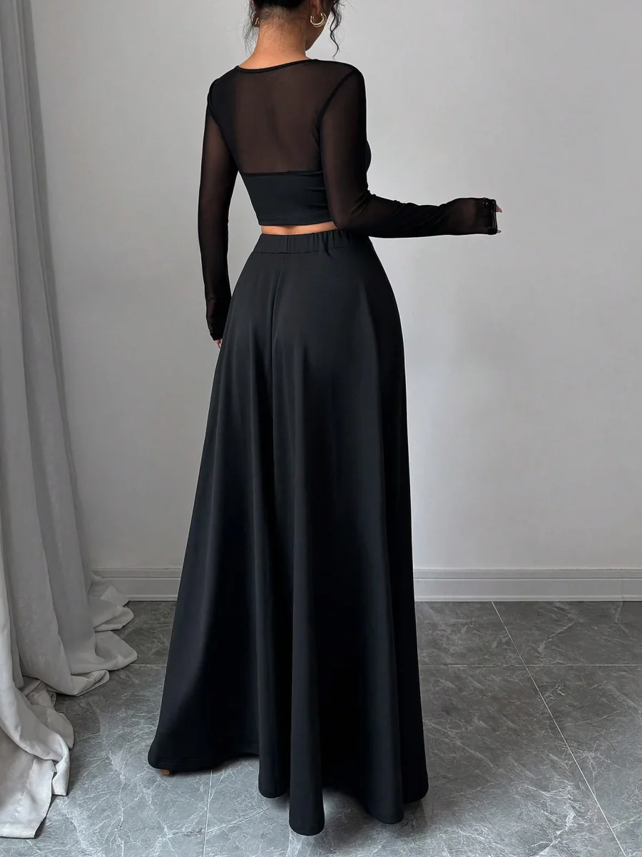 Completo Top velato e gonna lunga spacco - immagine 4