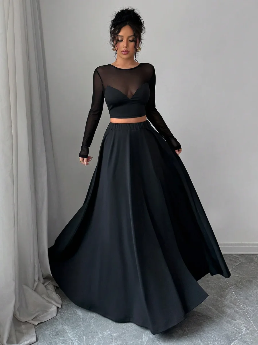 Completo Top velato e gonna lunga spacco - immagine 5