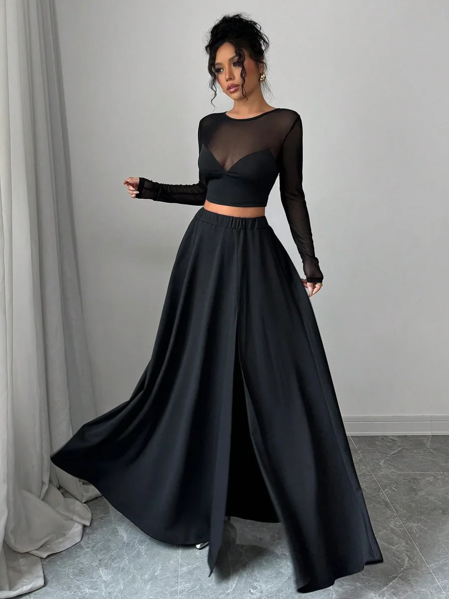 Completo Top velato e gonna lunga spacco - immagine 6