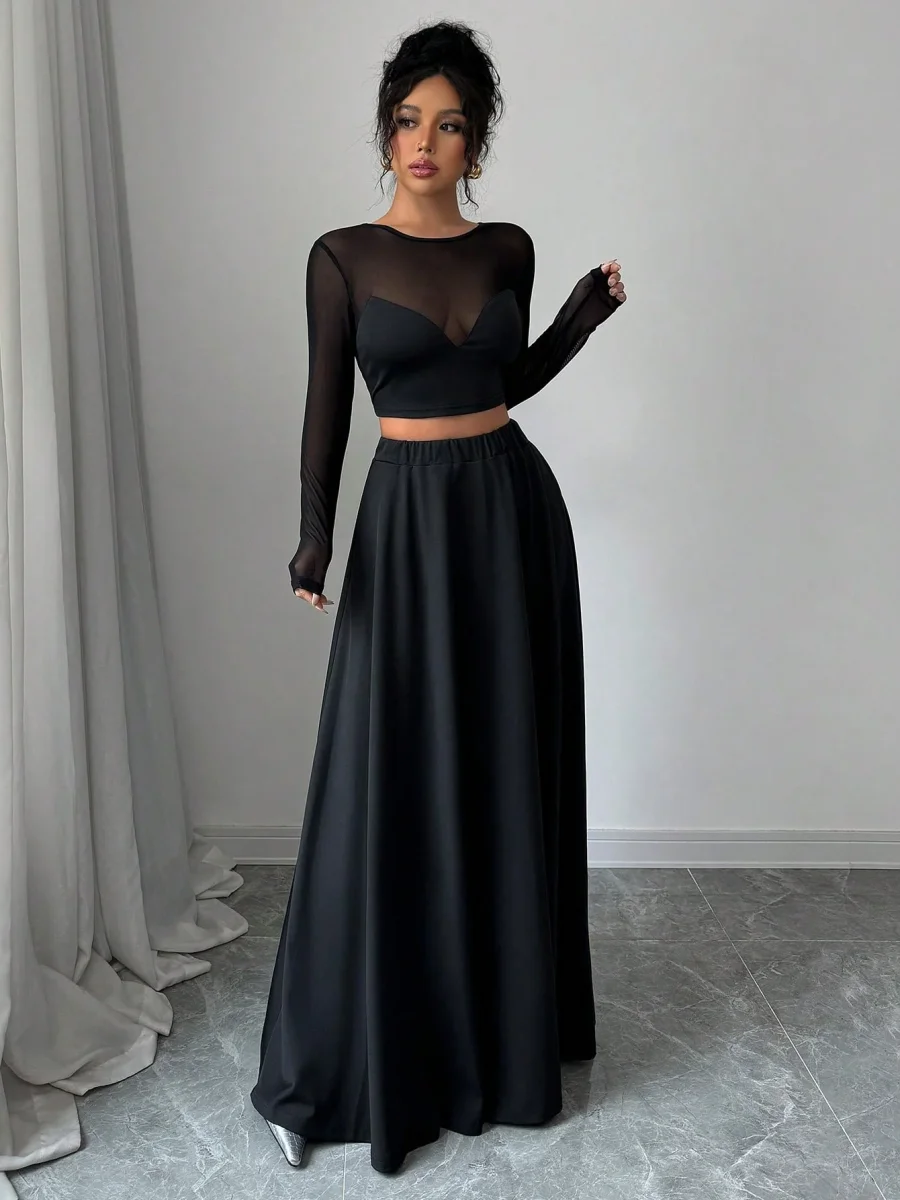 Completo Top velato e gonna lunga spacco - immagine 7