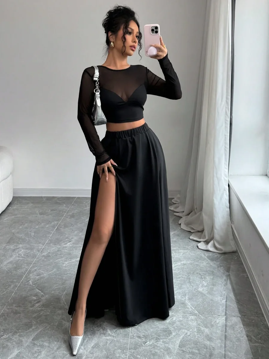 Completo Top velato e gonna lunga spacco - immagine 8