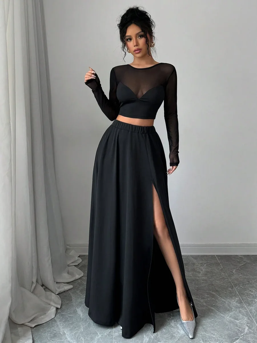 Completo Top velato e gonna lunga spacco - immagine 9