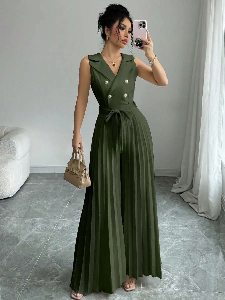 Tuta elegante doppio petto plissettata - immagine 5