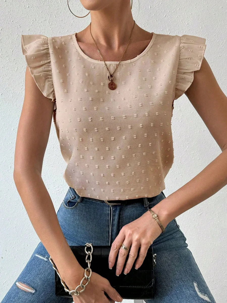 Camicetta A Collo Rotondo Con Volant - immagine 4