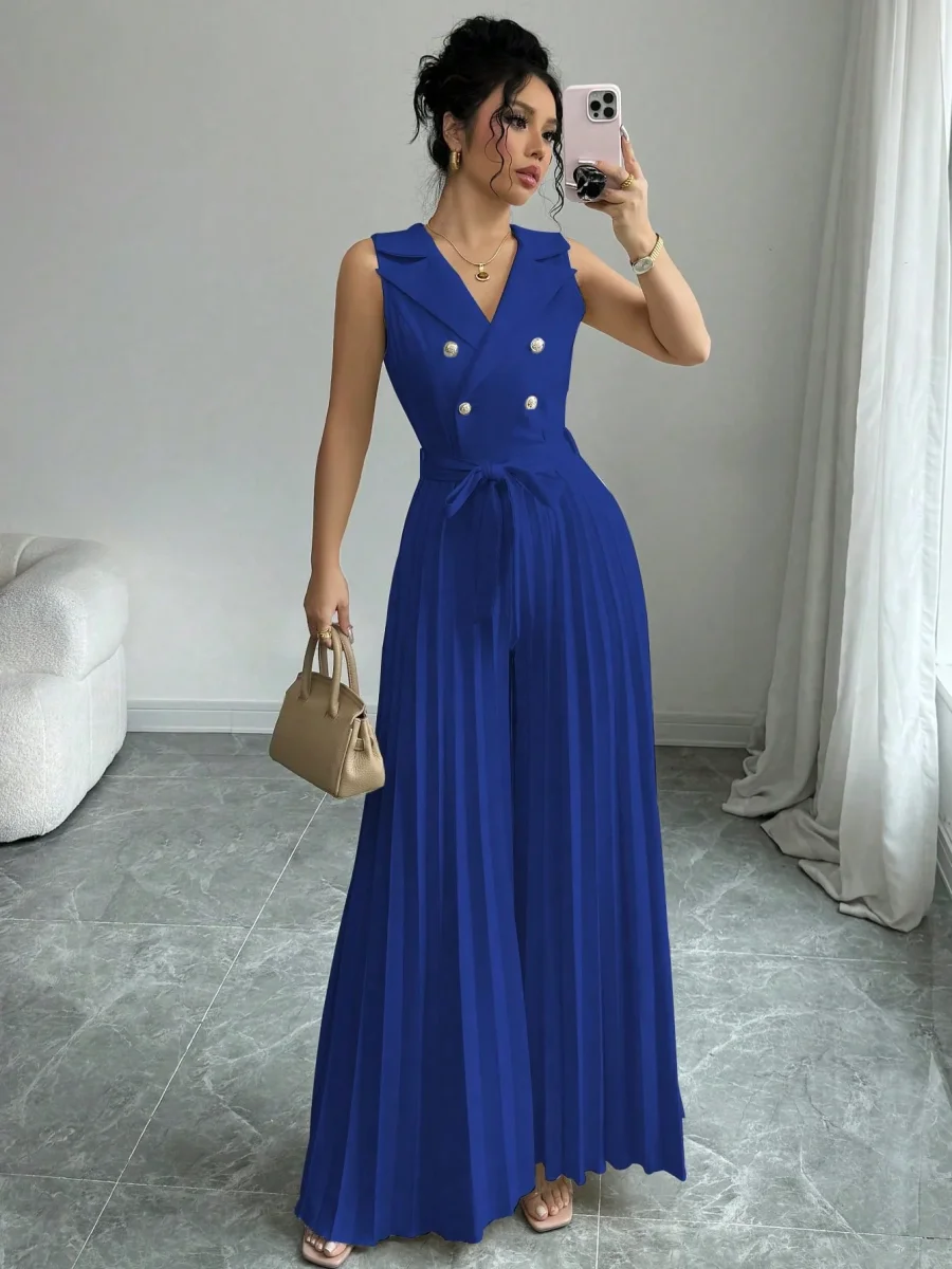 Tuta elegante doppio petto plissettata - immagine 6