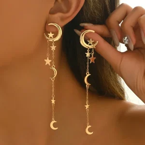 Orecchini pendenti lune e stelle