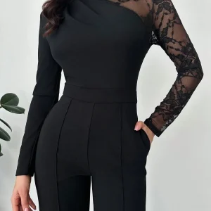 Tuta inserti in pizzo, maniche lunghe