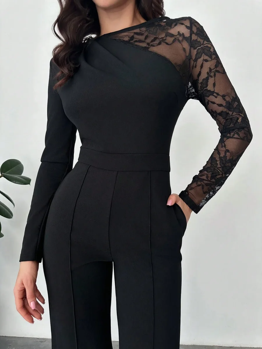 Tuta inserti in pizzo, maniche lunghe - immagine 2