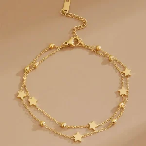 Cavigliera doppia stelline acciaio inossidabile