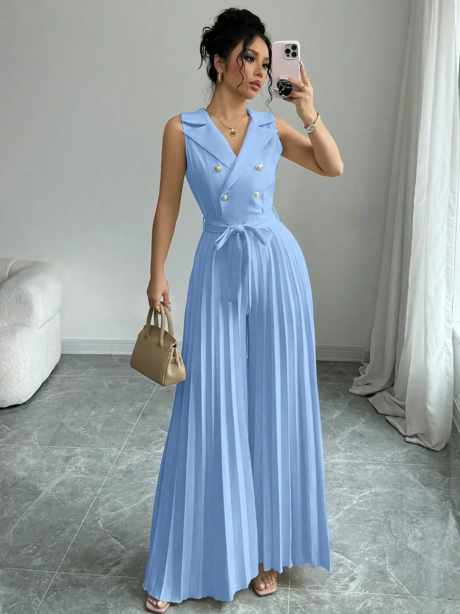 Tuta elegante doppio petto plissettata - immagine 8