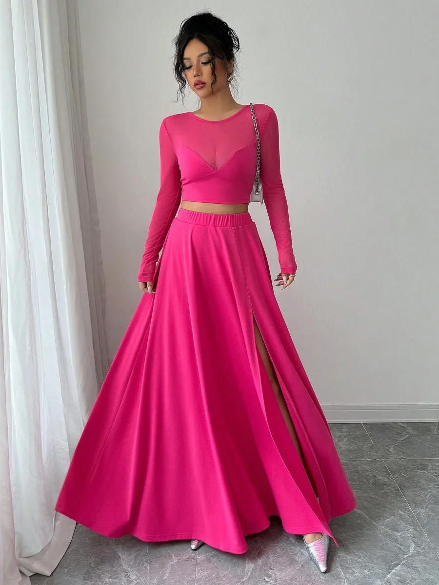 Completo Top velato e gonna lunga spacco - immagine 3