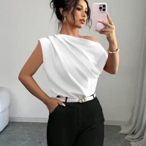 Top asimmetrico drappeggiato