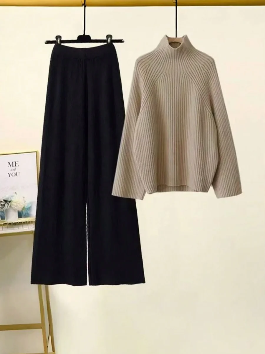 Completo casual maglione costine e pantapalazzo - immagine 6