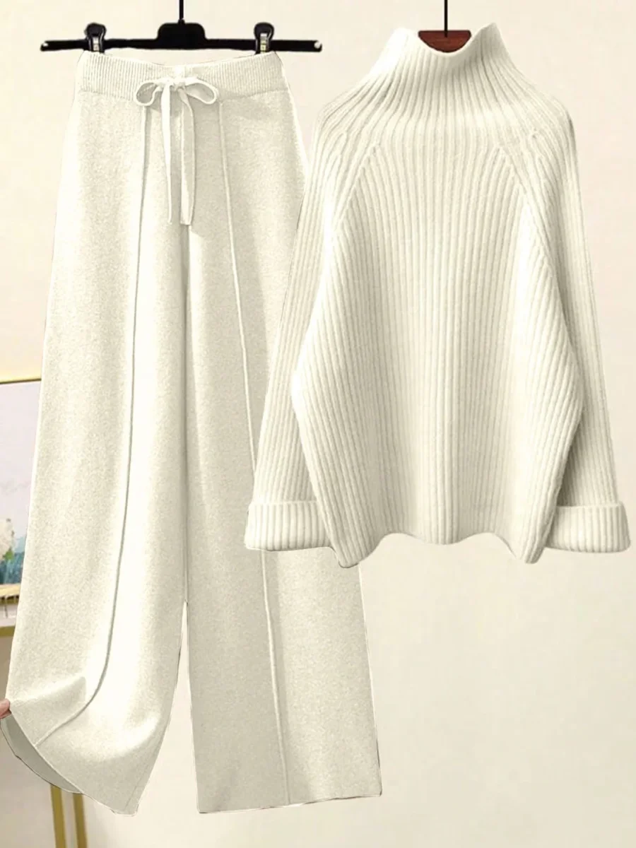 Completo casual maglione costine e pantapalazzo - immagine 7