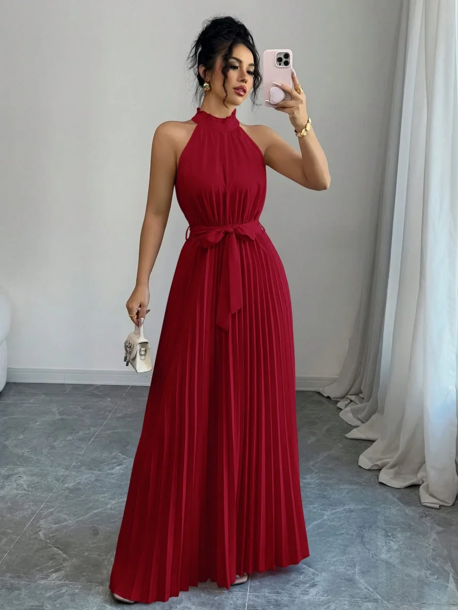 Abito elegante, plissettato con cintina - immagine 2