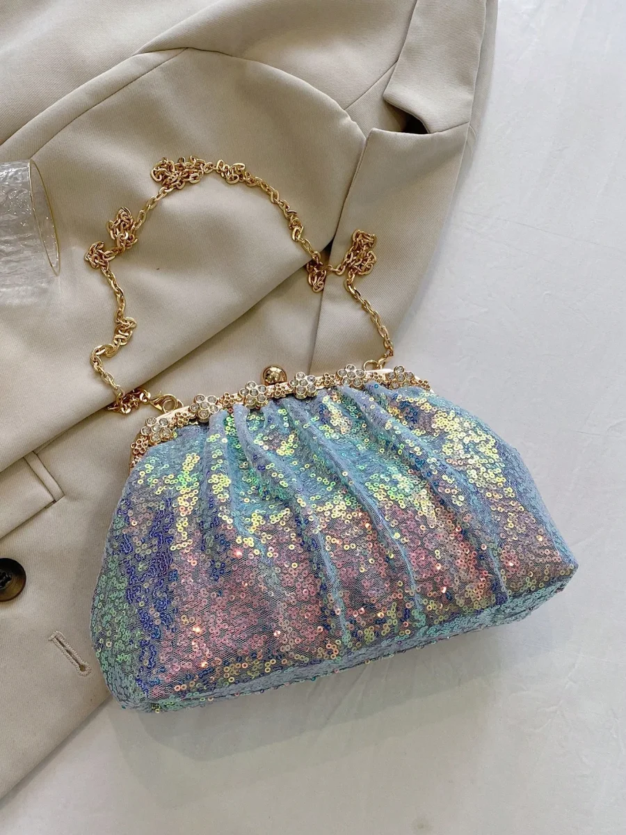 Borsa clutch elegante con paillettes - immagine 4