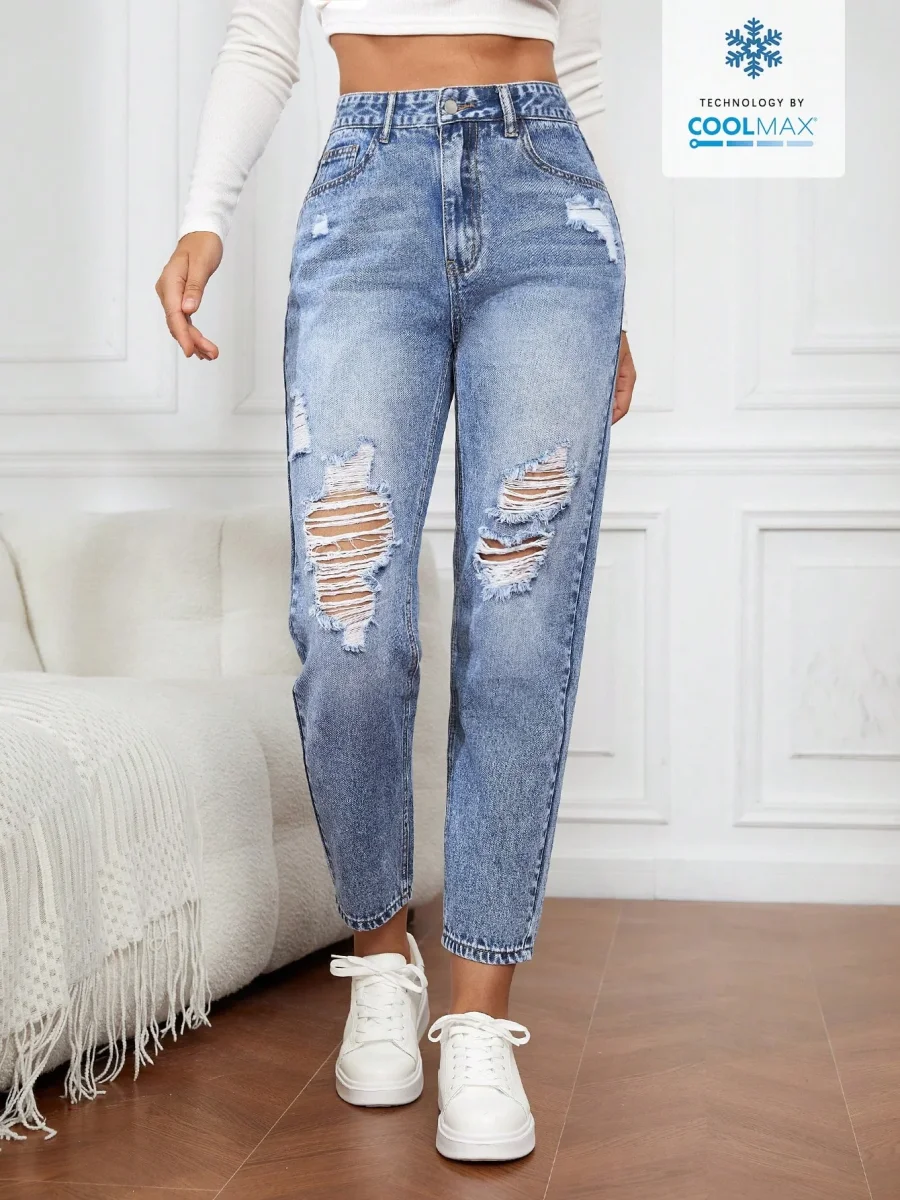 Jeans strappati mom fit - immagine 9