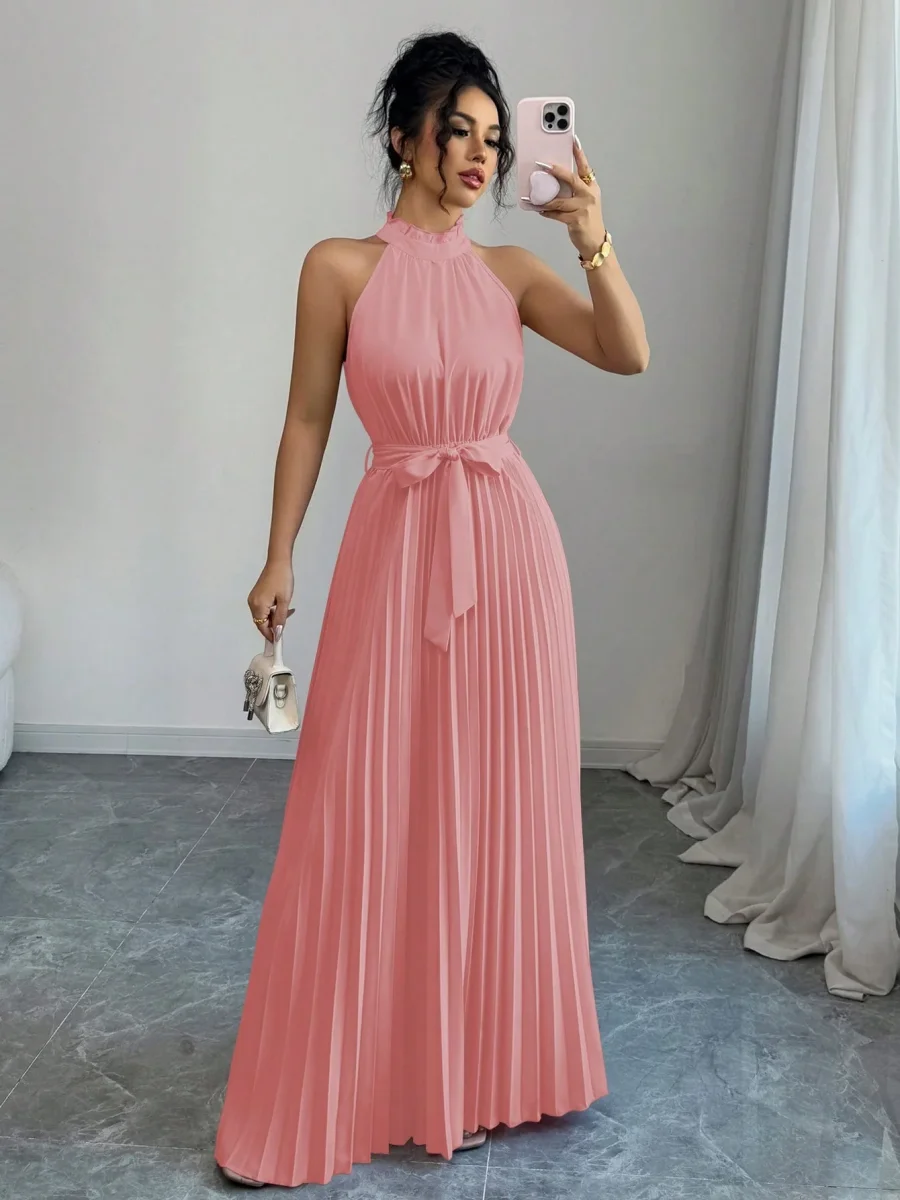 Abito elegante, plissettato con cintina - immagine 8