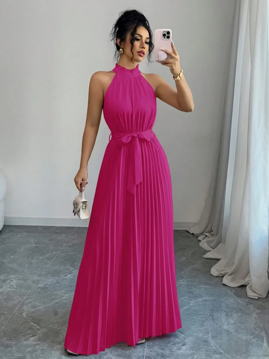 Abito elegante, plissettato con cintina - immagine 7