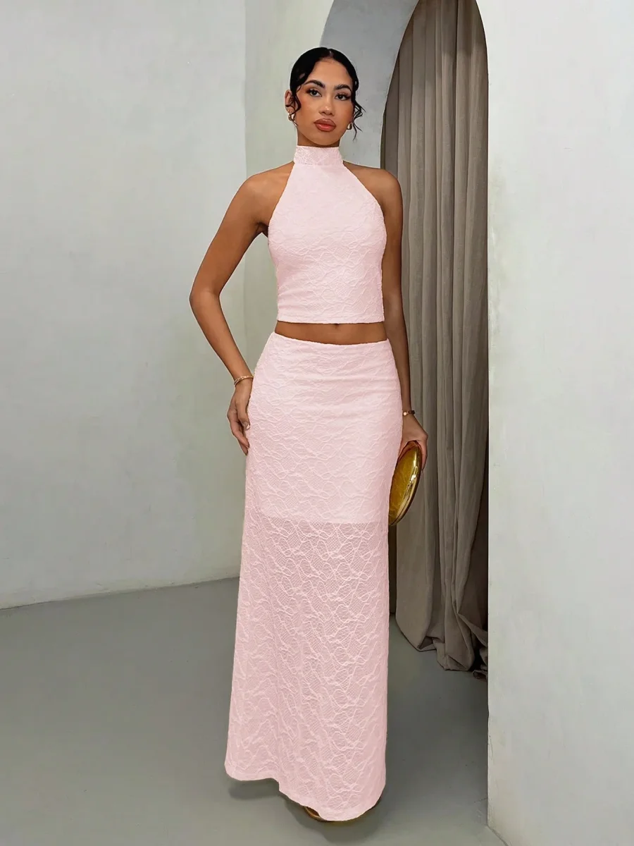 Completo Top e gonna lunga in pizzo - immagine 3