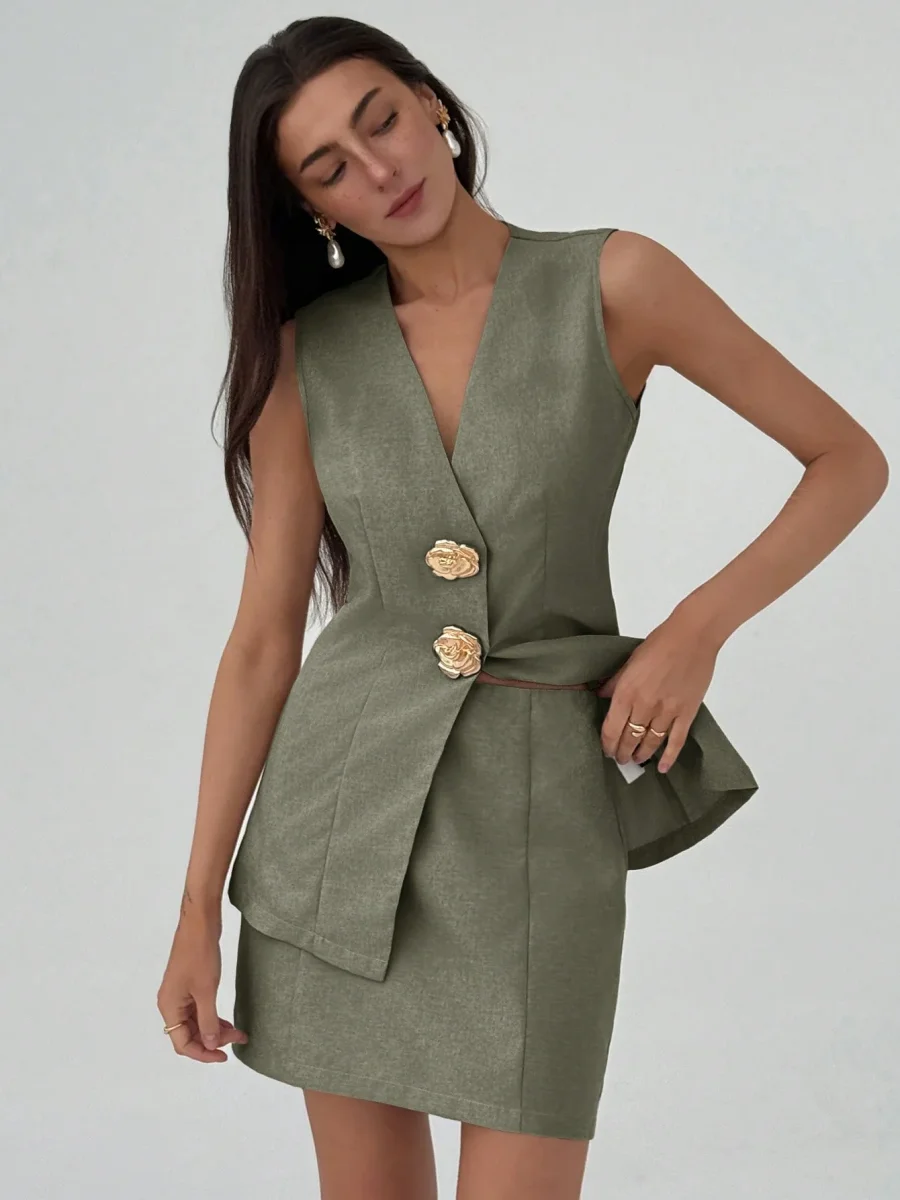 Completo Top bottoni dorati e gonna - immagine 5