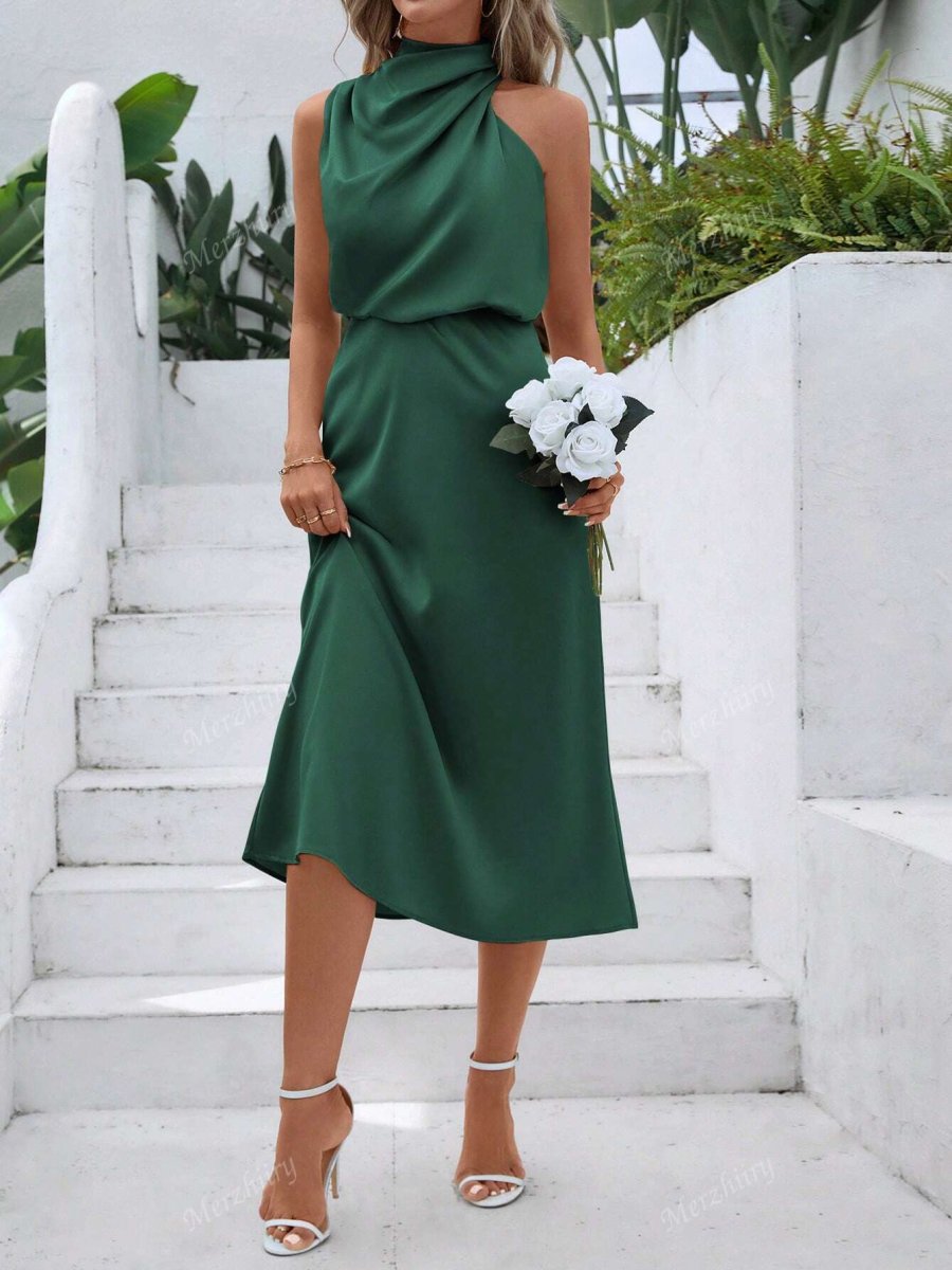 Abito Drappeggiato Raso - immagine 8