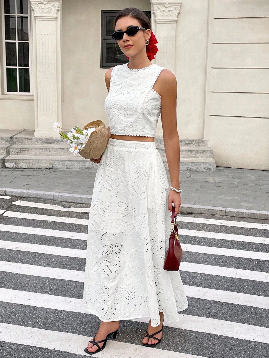 Completo top gonna lunga pizzo sangallo - immagine 3