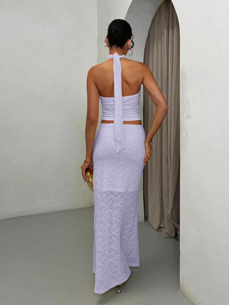 Completo Top e gonna lunga in pizzo - immagine 7