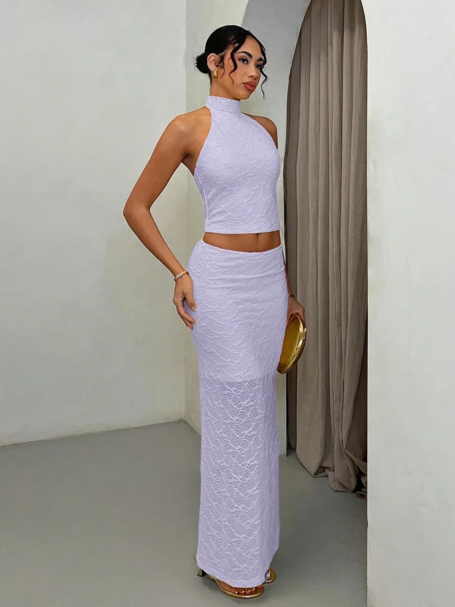 Completo Top e gonna lunga in pizzo - immagine 9