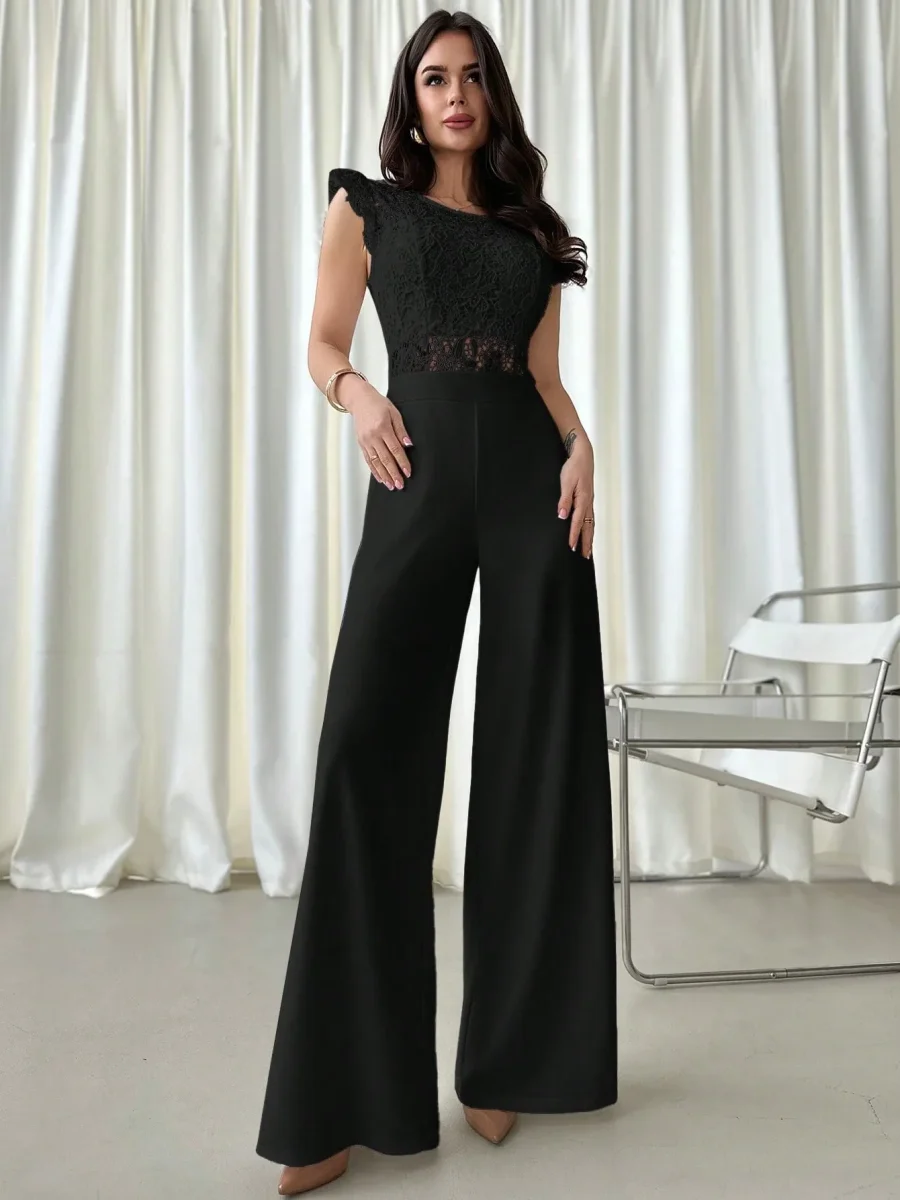 Tuta elegante con pizzo gamba larga - immagine 2