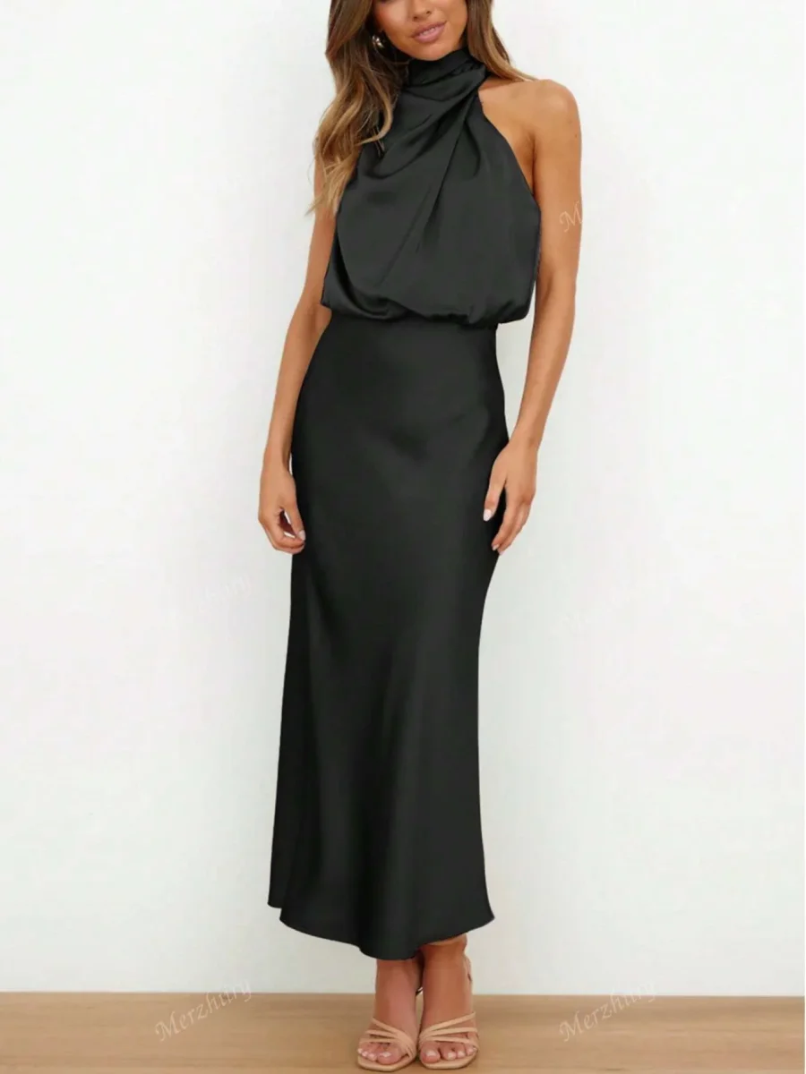 Abito Drappeggiato Raso - immagine 6