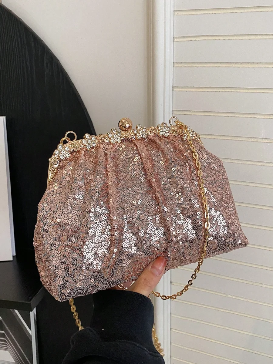Borsa clutch elegante con paillettes - immagine 7