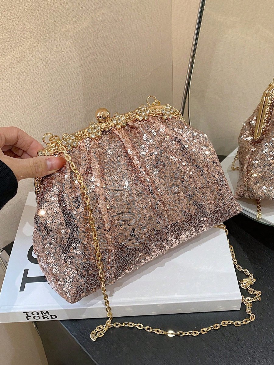 Borsa clutch elegante con paillettes - immagine 8