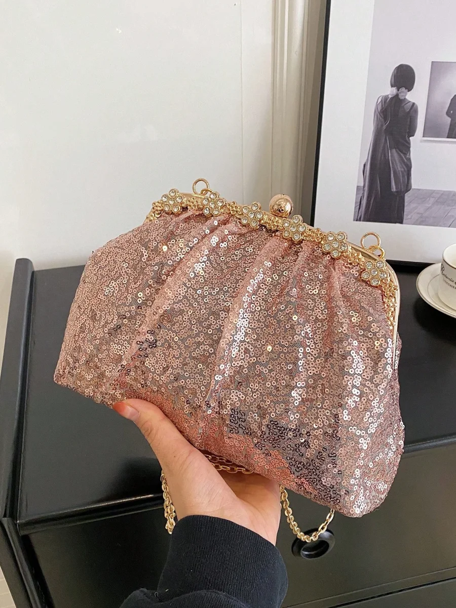 Borsa clutch elegante con paillettes - immagine 6
