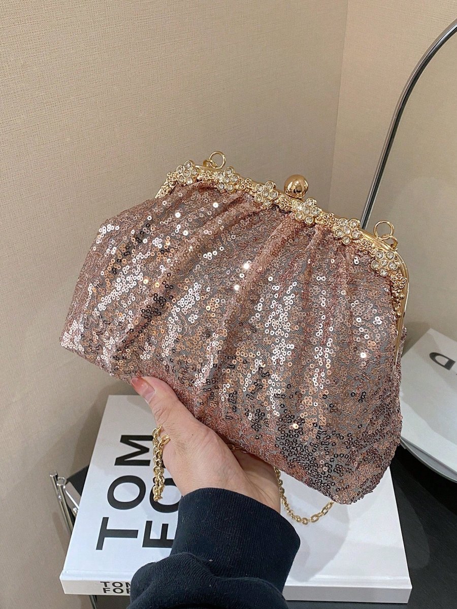 Borsa clutch elegante con paillettes - immagine 9