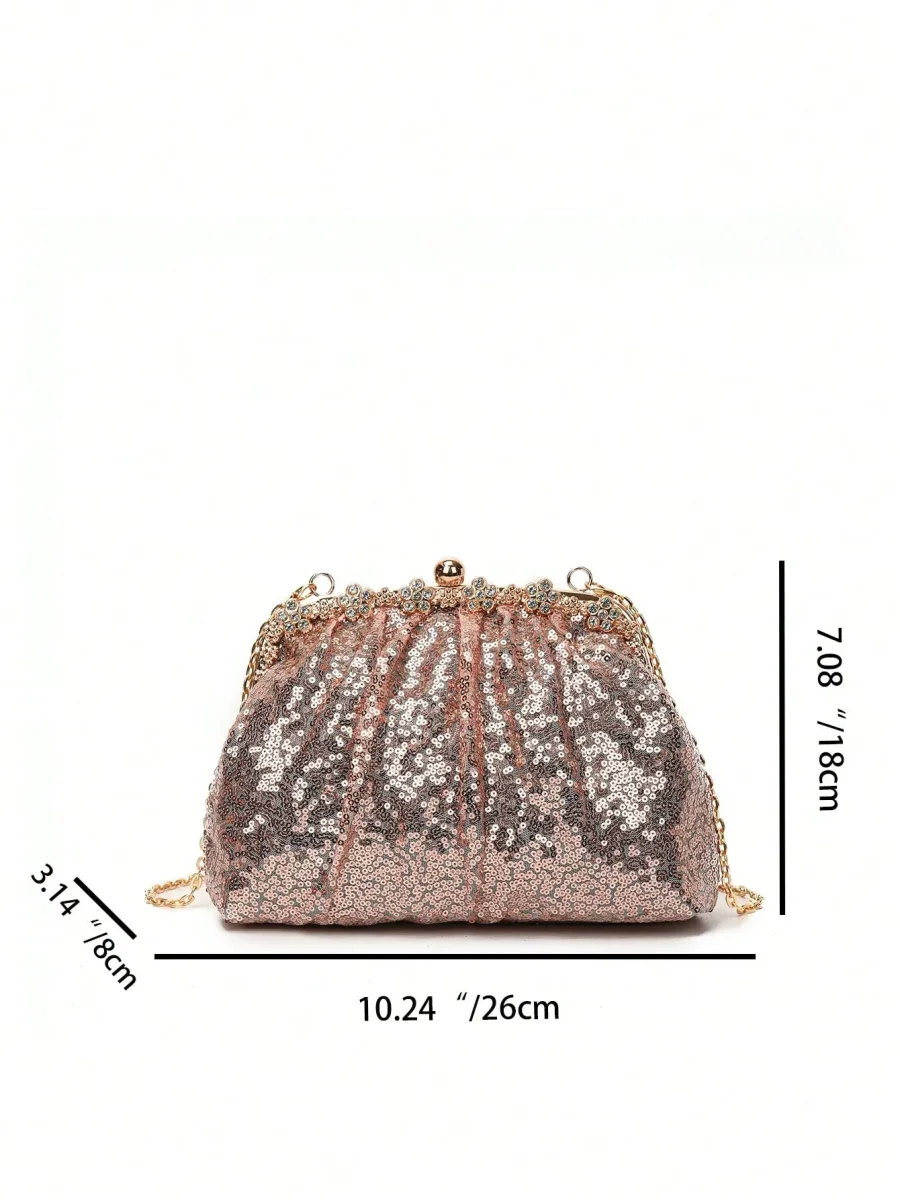 Borsa clutch elegante con paillettes - immagine 5