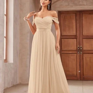 Vestito da cerimonia elegante tulle spalle scoperte