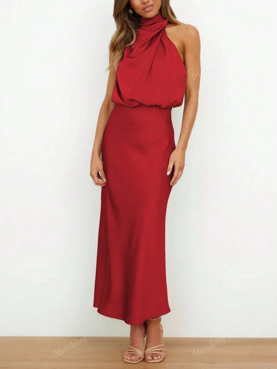 Abito Drappeggiato Raso - immagine 9