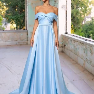 Abito lungo cerimonia scollo con fiocco