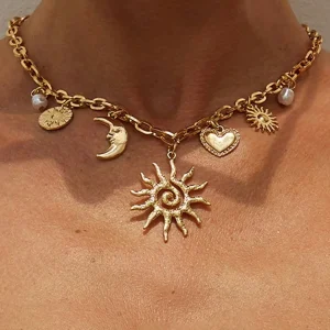 Collierino ciondoli sole, luna, cuore