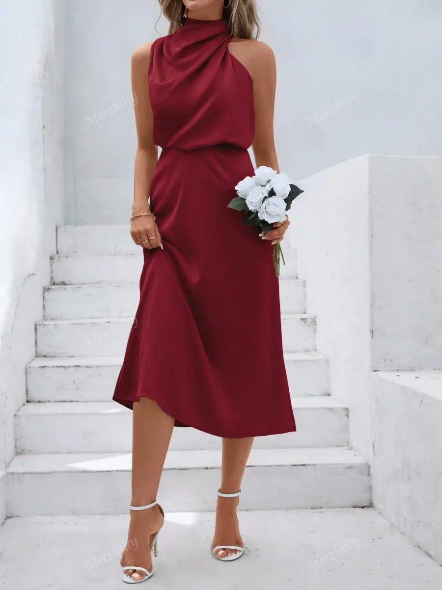 Abito Drappeggiato Raso - immagine 7