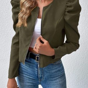 Giacca corta manica gigot con zip